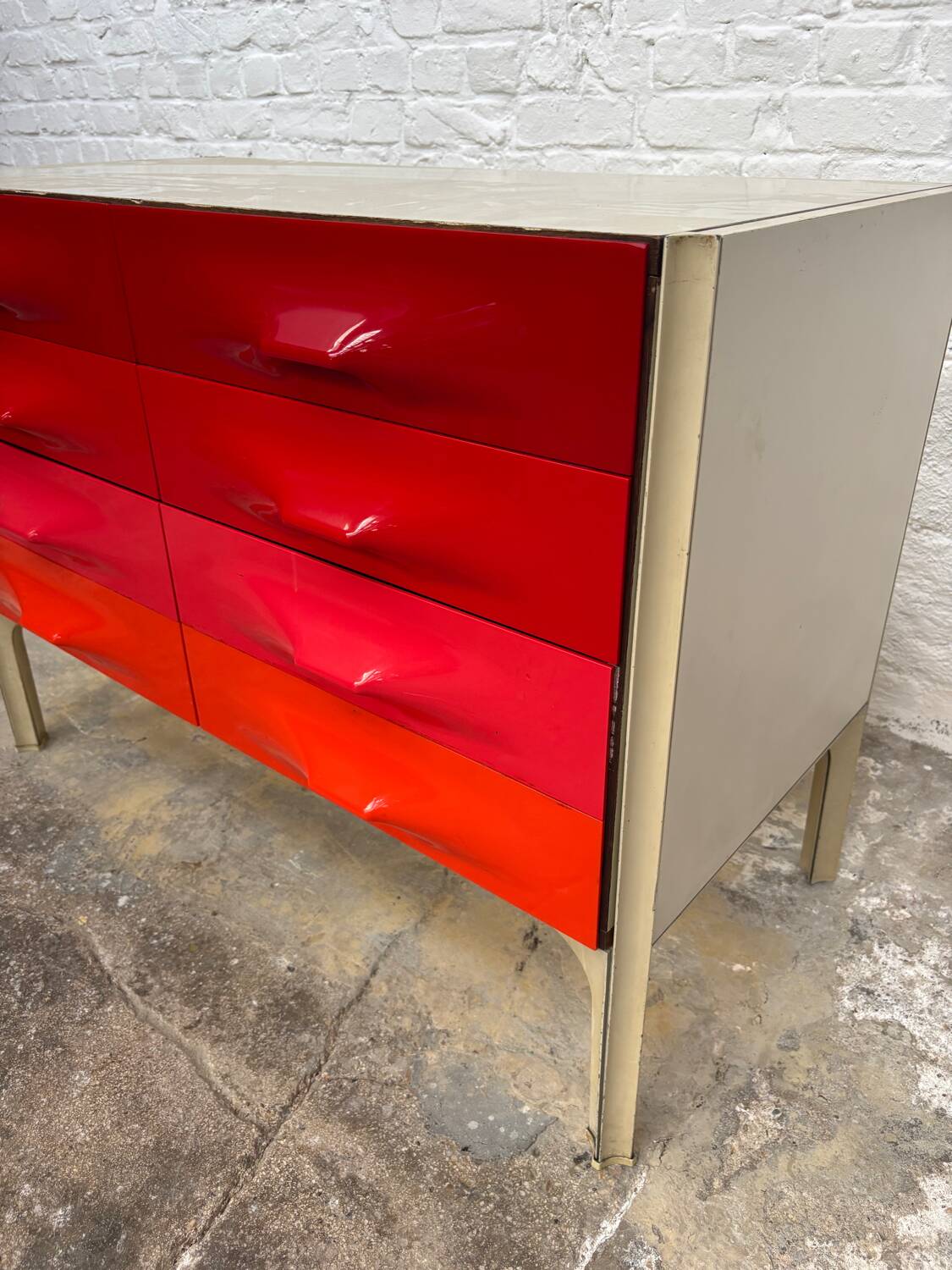 Raymond Loewy red orange chest of drawers