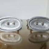 Pair of 1980 aluminum "circle" candlesticks