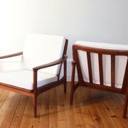 Pair of vintage Scandinavian teak armchairs from the 1960s.