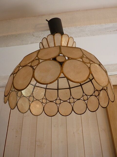 Hanging lamp brass and mother of pearl