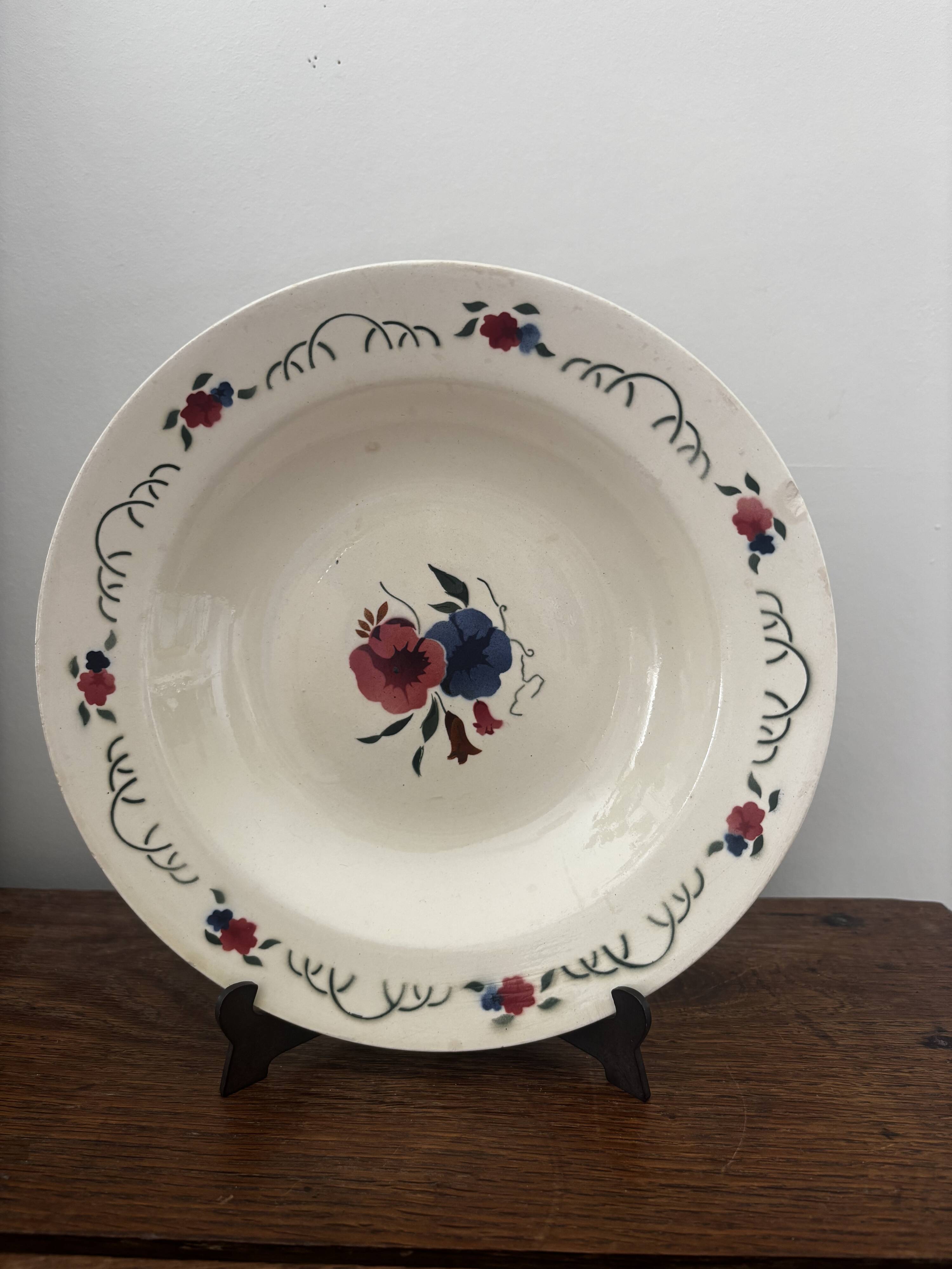 Set of two antique deep plates HBCM Montereau Villefranche.