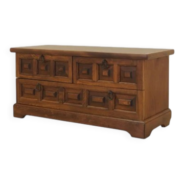 Danish chest of drawers with panelled fronts, oak veneer, 1970s