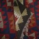 Burgundy Afghan Kilim Rug, Geometric Wool Flatweave, Handmade Tribal Carpet
