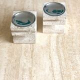 Pair of travertine candlesticks by Fratelli Mannelli, 1970