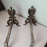 Pair of andirons for the bronze fireplace