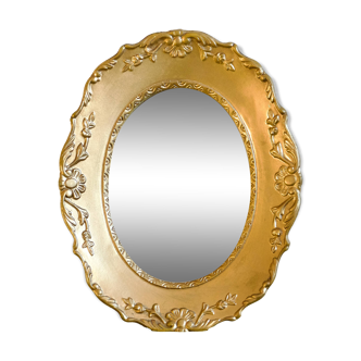 Vintage gold oval mirror with floral moldings