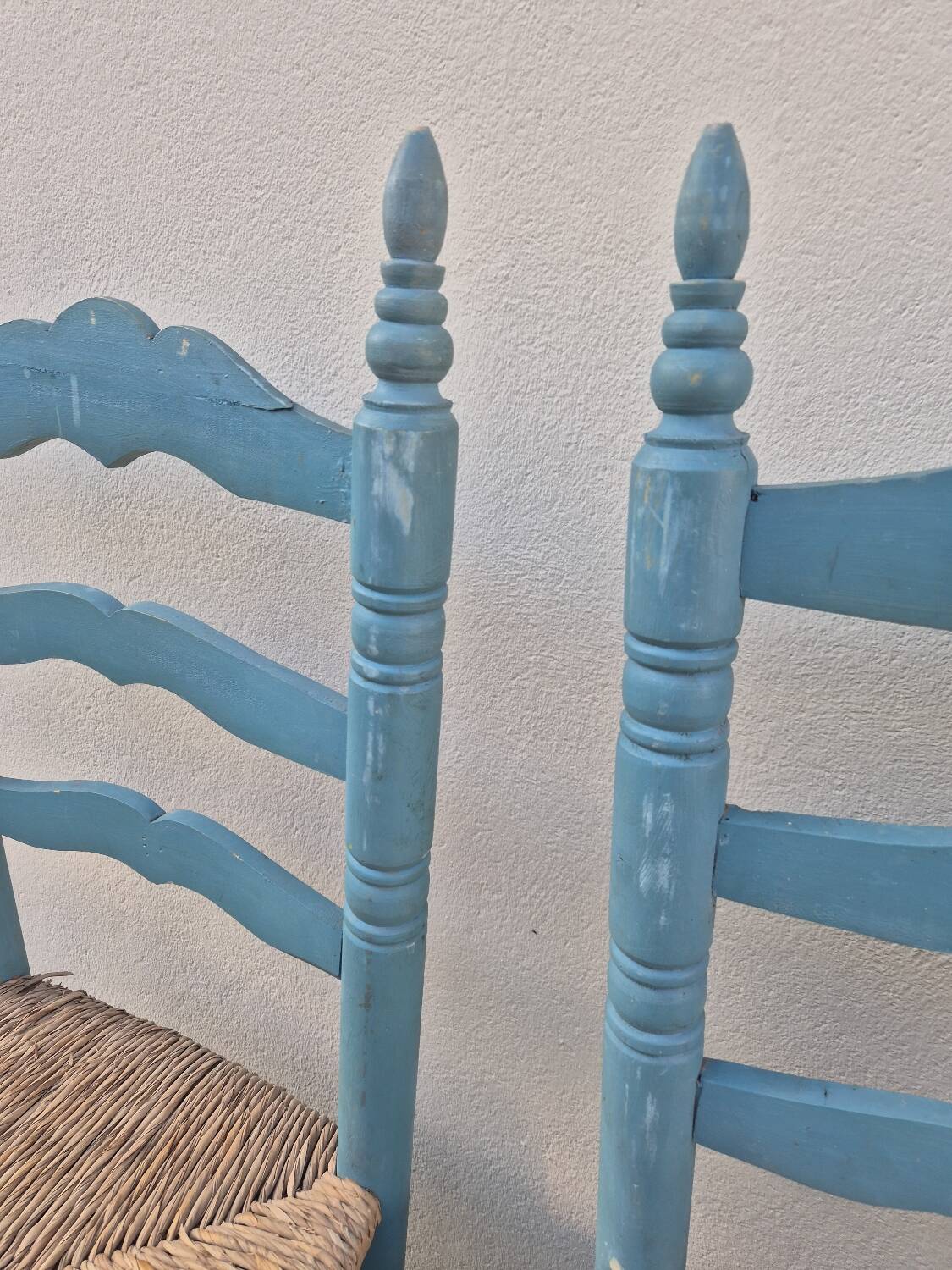 Set of 4 Provencal style straw chairs, old country house