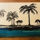 Tableau aquarelle bichrome signé « crépuscule sur le Nil »