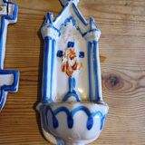 2 19th century earthenware holy water stoups