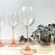 3 glasses of white wine vintage pink foot luminarc model "rosé"