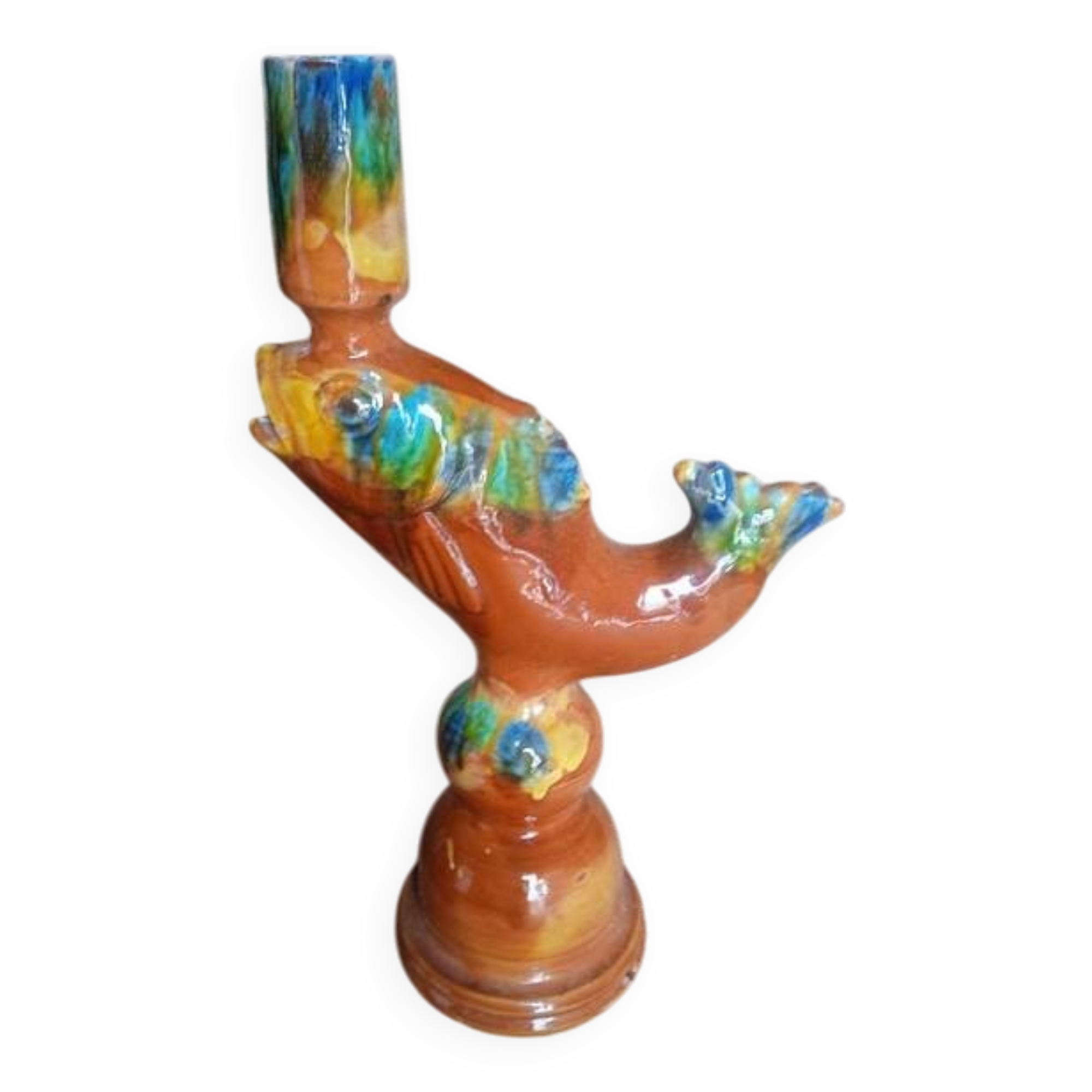 Vintage enamelled ceramic lamp base 1960