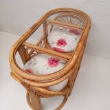Ensemble table et chaises rotin vintage