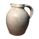 Pitcher in speckled gray enamelled sandstone signed