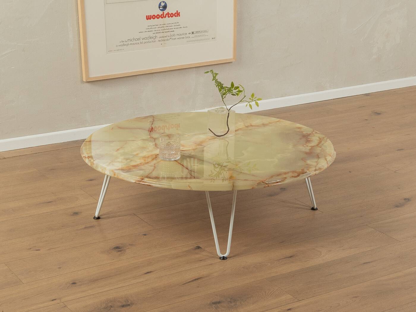 Table basse en onyx des années 60, Ø 100 cm