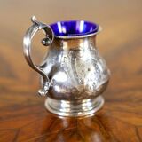 Mid-20th Century Dish Set in Silver Plated with Blue Accents, 1940s, Set of 3