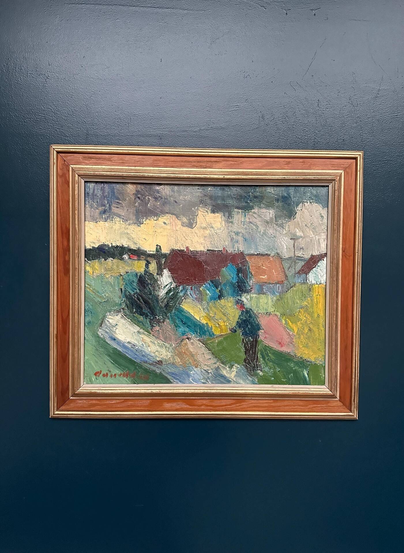 Huile sur toile suédoise – « Fermes » par Arnold William Pedersen