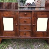 Vintage René Gabriel sideboard with 2 doors and 4 drawers in beech.