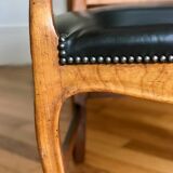Wood and leather armchair