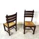 Vintage oak and wicker brutalist dining chairs, 1960s