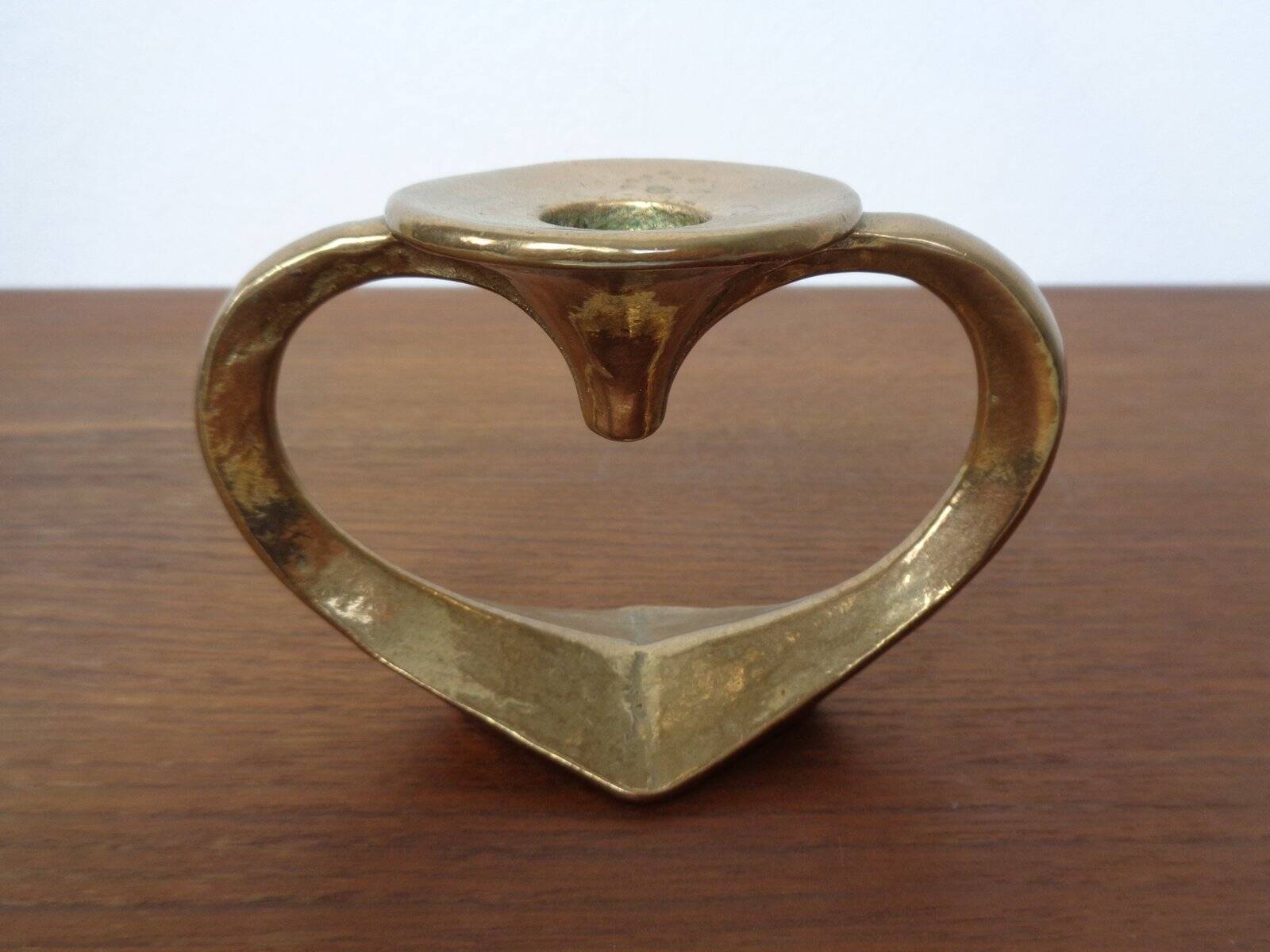 Brutalist Heart-Shaped Bronze Candlestick by Michael Harjes, 1960s