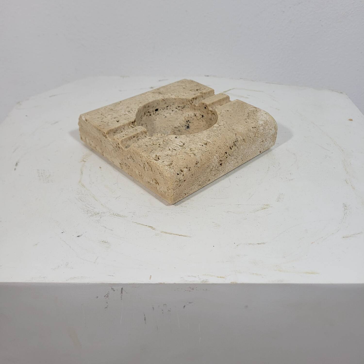 Large vintage travertine ashtray Fratelli Mannnelli Italy 1970s