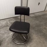 Pair of French Army telegraph operator's swivel chairs, new leather
