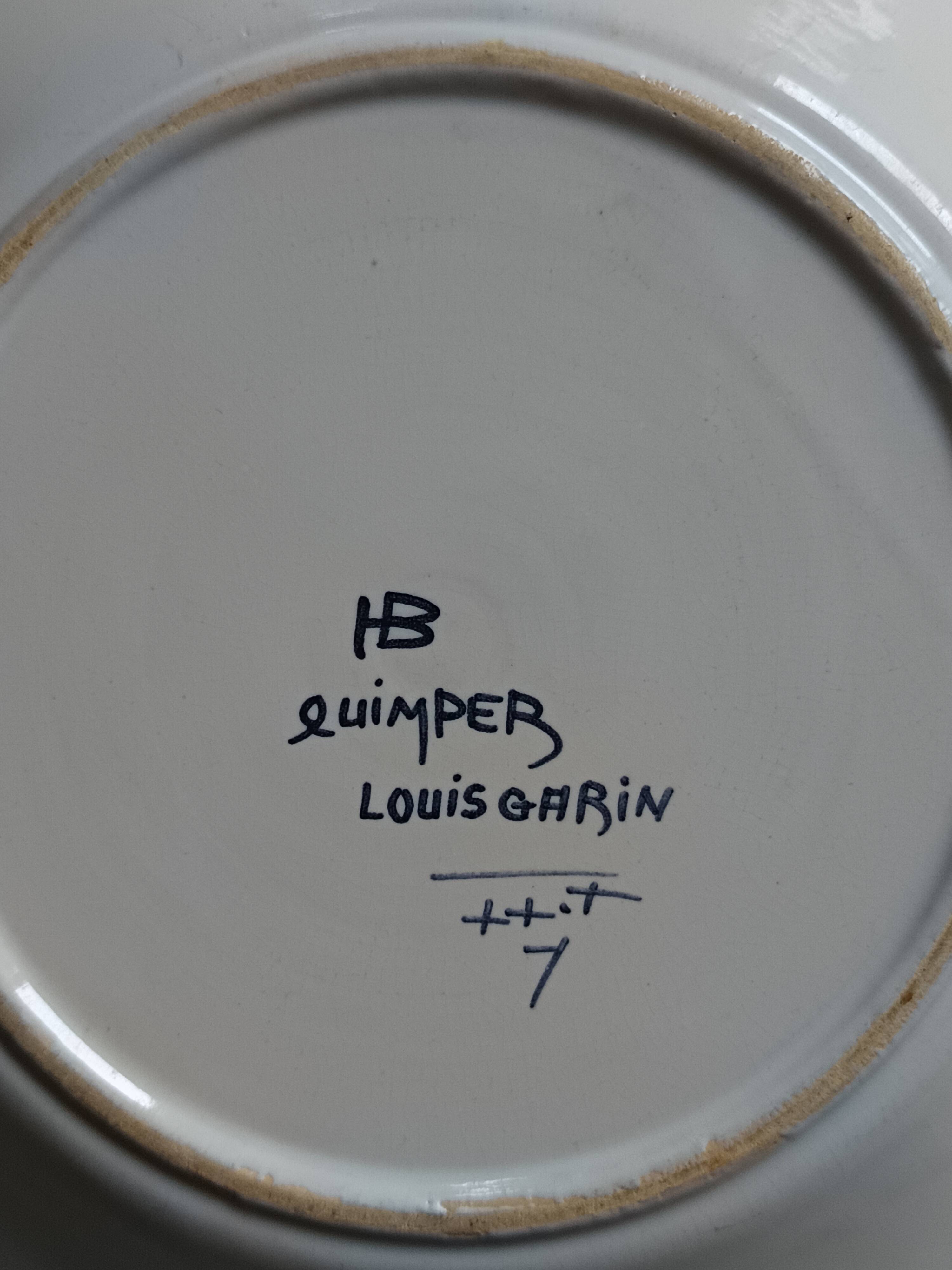 set of 4 Art Deco plates signed Louis Garin HB Quimper