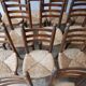 Set of 14 mid-century french rush farmhouse dining chairs