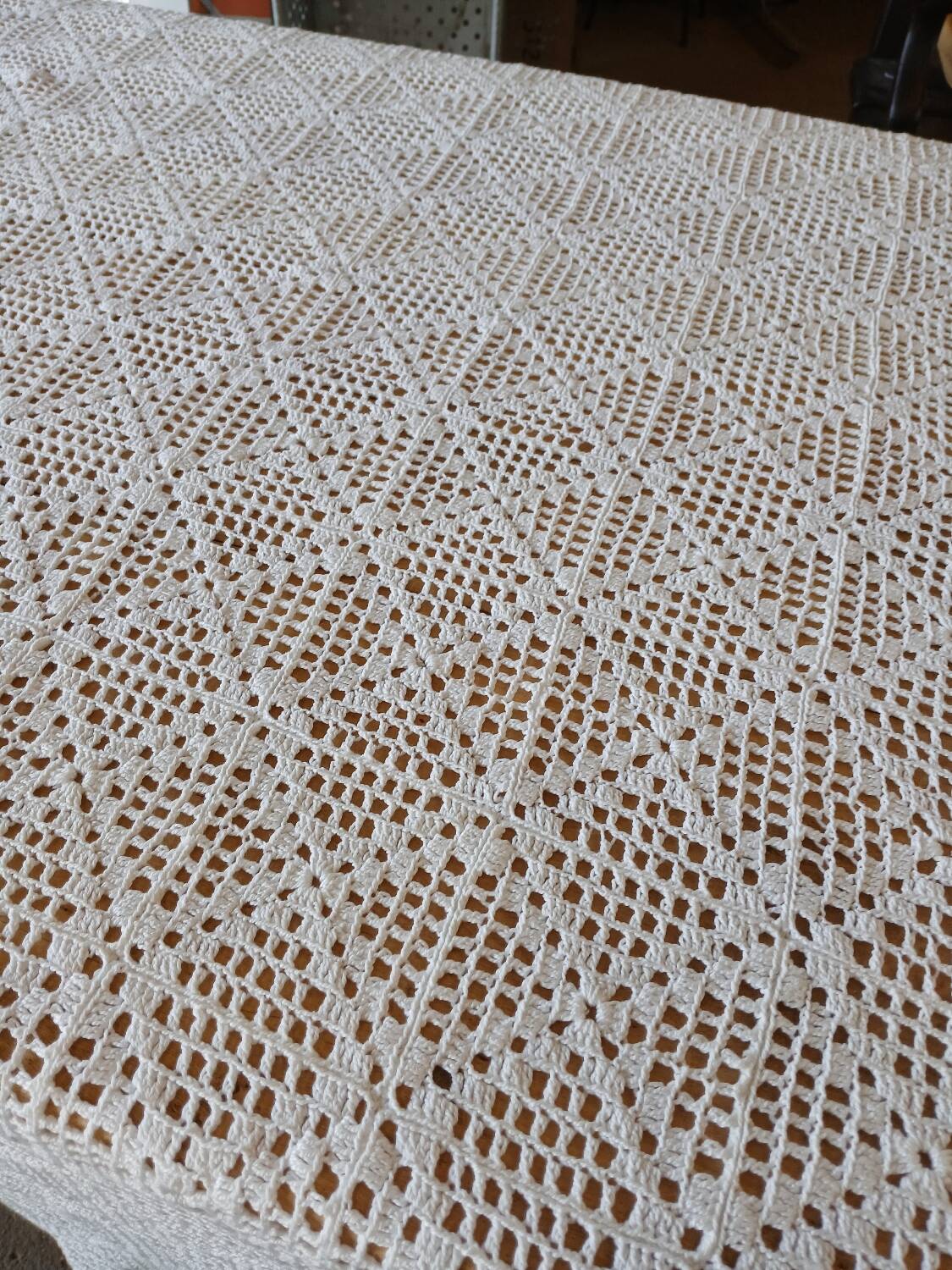 Handmade crochet antique bedspread