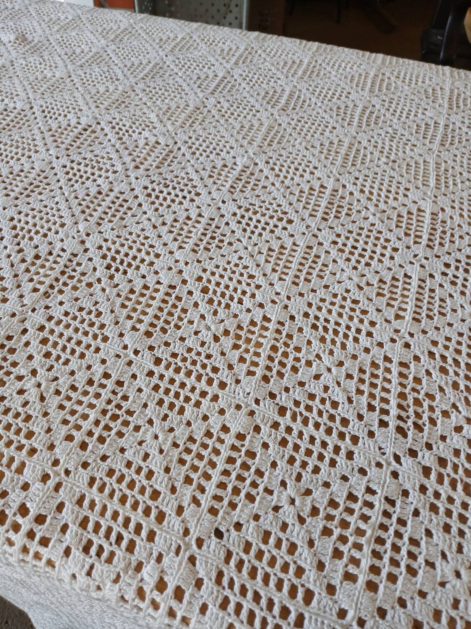 Dessus de lit ancien en crochet fait main
