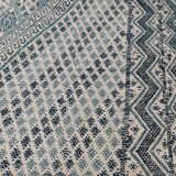 Traditional white and blue margoum carpet woven hands in pure wool
