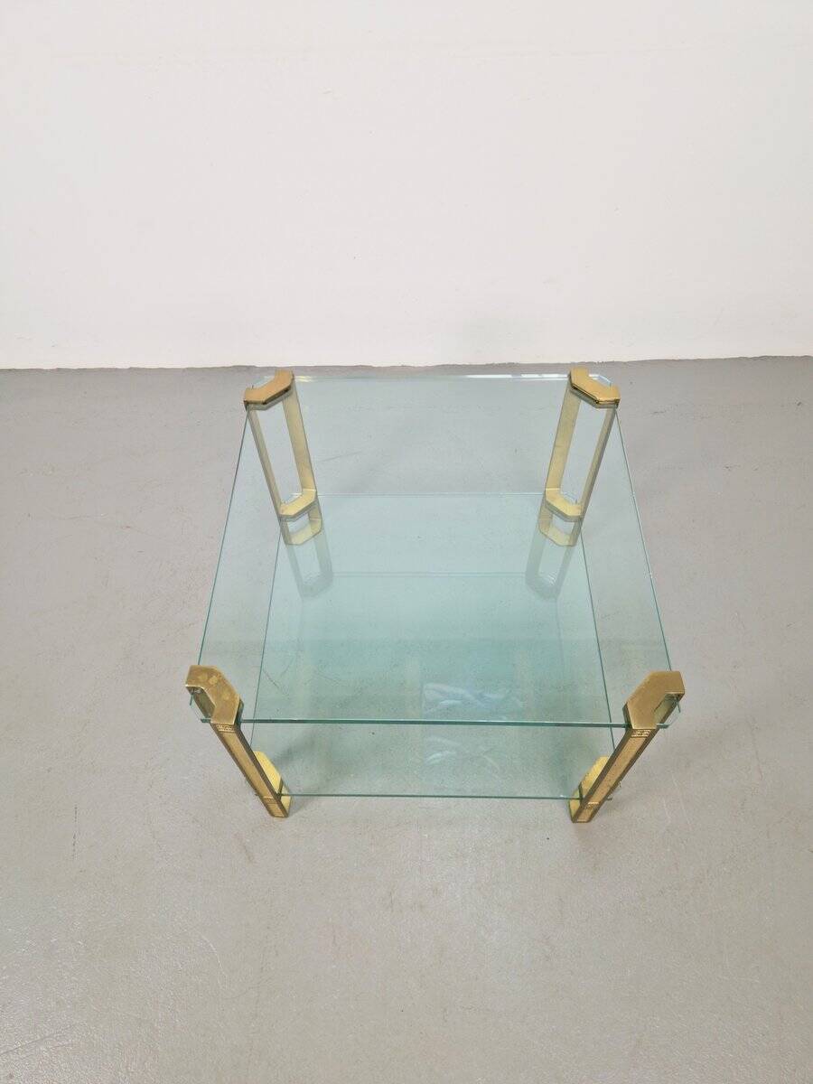 T24 Coffee Table in Brass with Double Glass Tops by Peter Ghyczy, 1970s