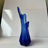 Vintage blue blown glass bud vase
