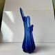 Vintage blue blown glass bud vase