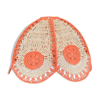 Vintage suspension in salmon pink wicker