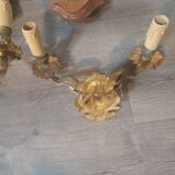 Pair of vintage gold metal wall lamp