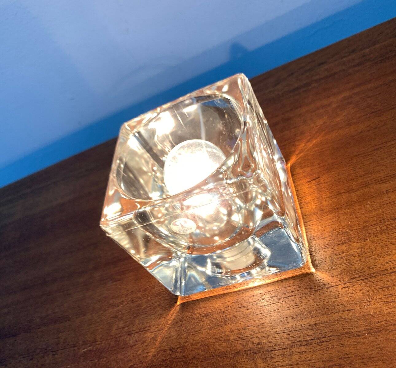 Vintage German glass cube table lamps TA 14 by Peill & Putzler, 1970s, set of 2.