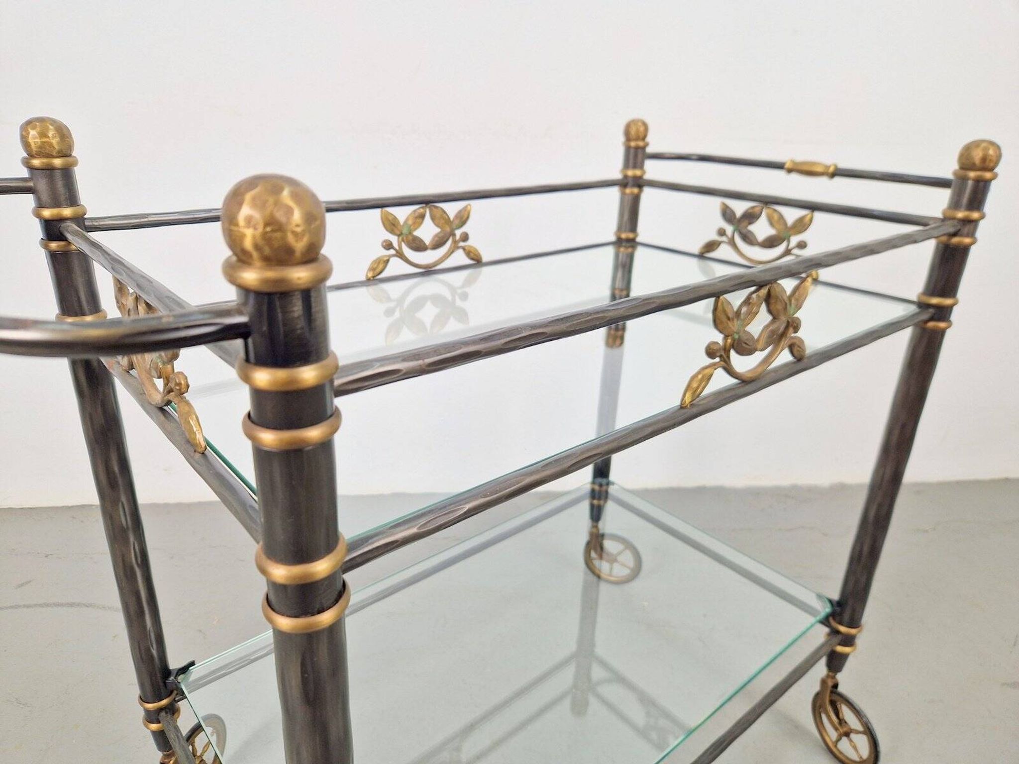 Regency Brass and Glass Serving Trolley, Italy, 1970s