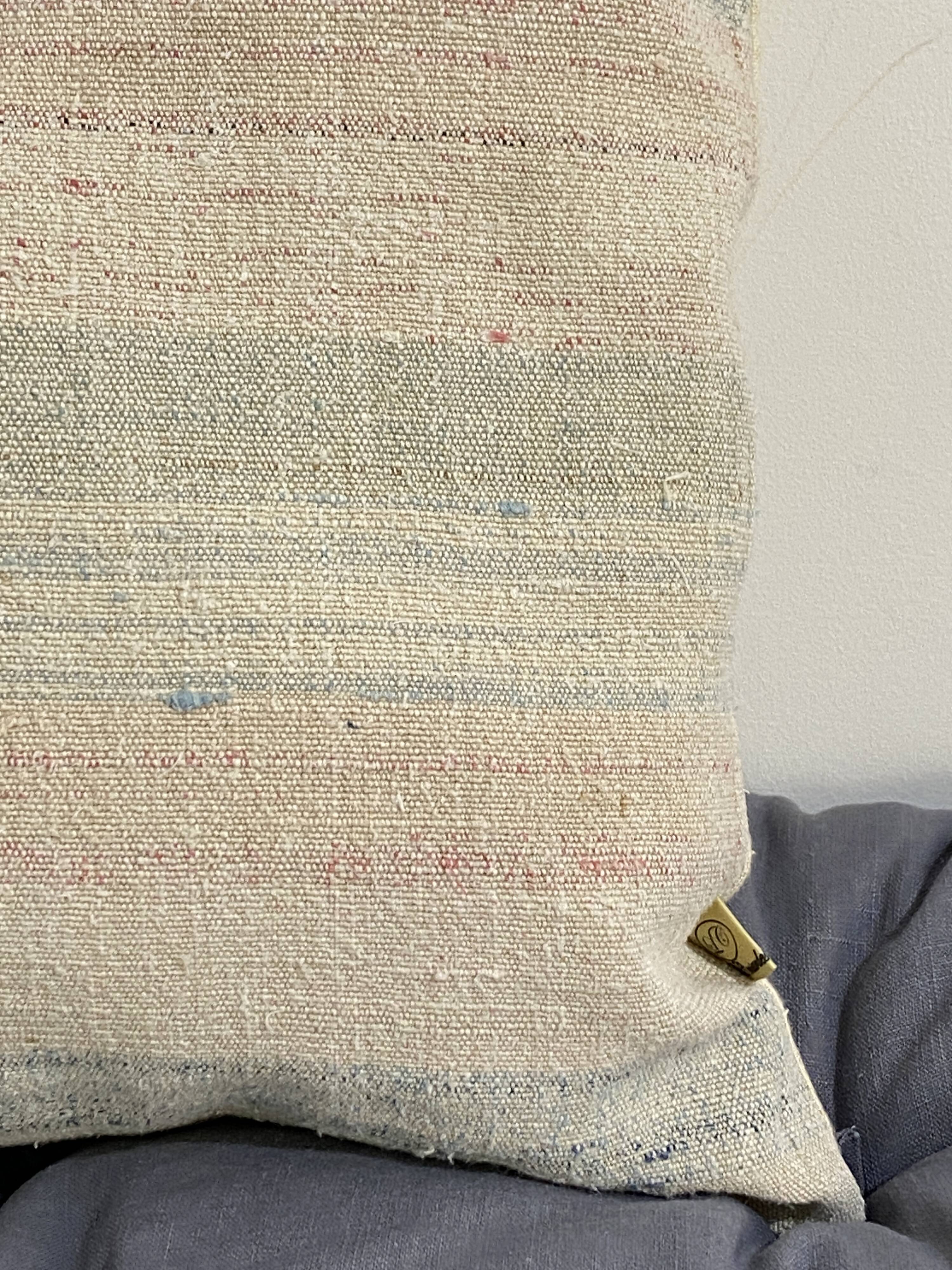 Handmade cushion in vintage fabric, Kilim style.