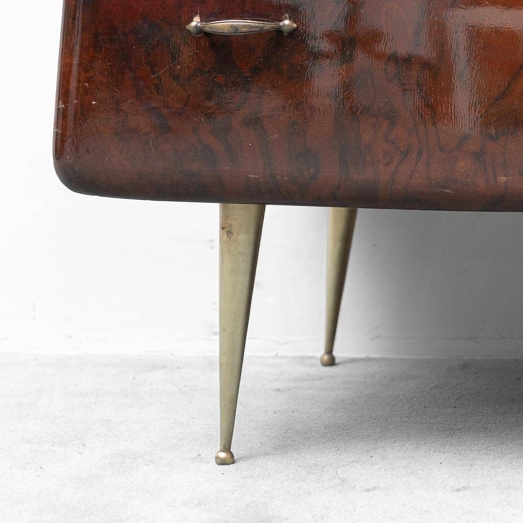 Vintage wooden sideboard with brass legs, 1960s design