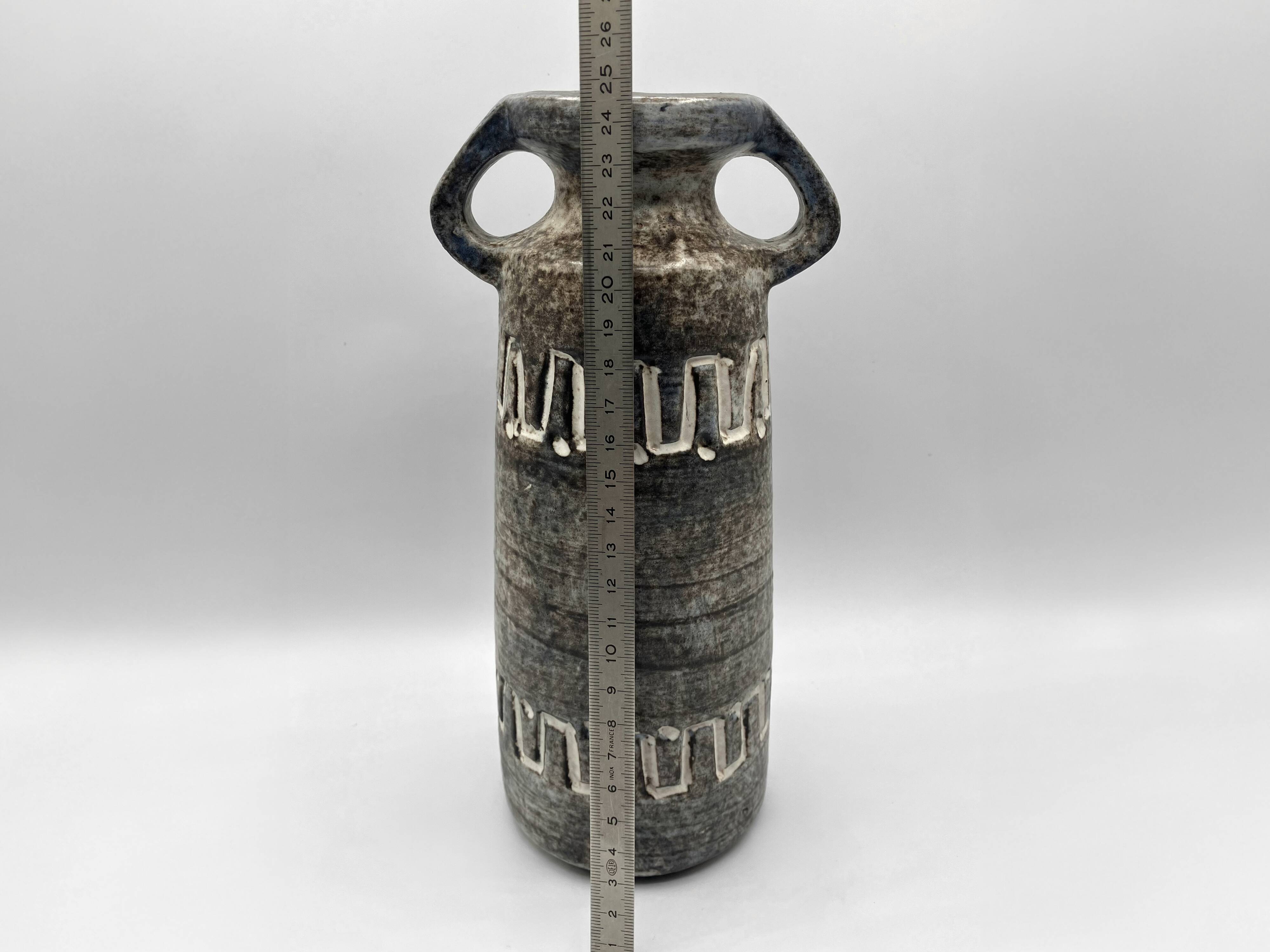 Heissner Keramik vase in grey ceramic, East Germany 1960
