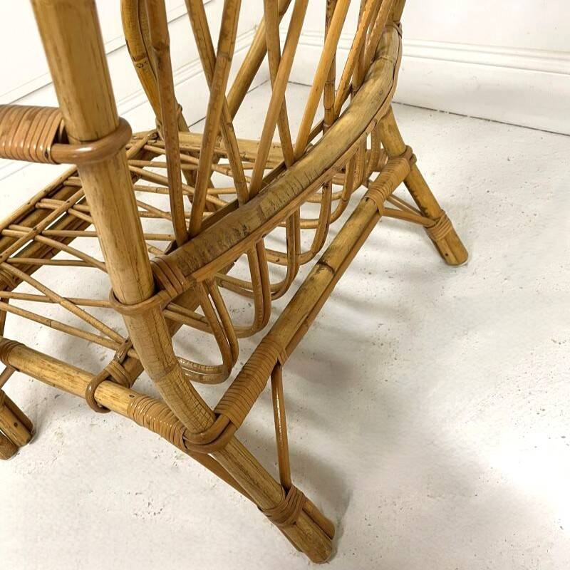 Fauteuil lounge rotin Audoux Minnet - Années 60