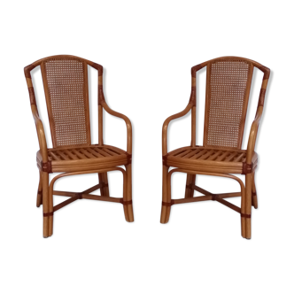 Pair of rattan armchairs