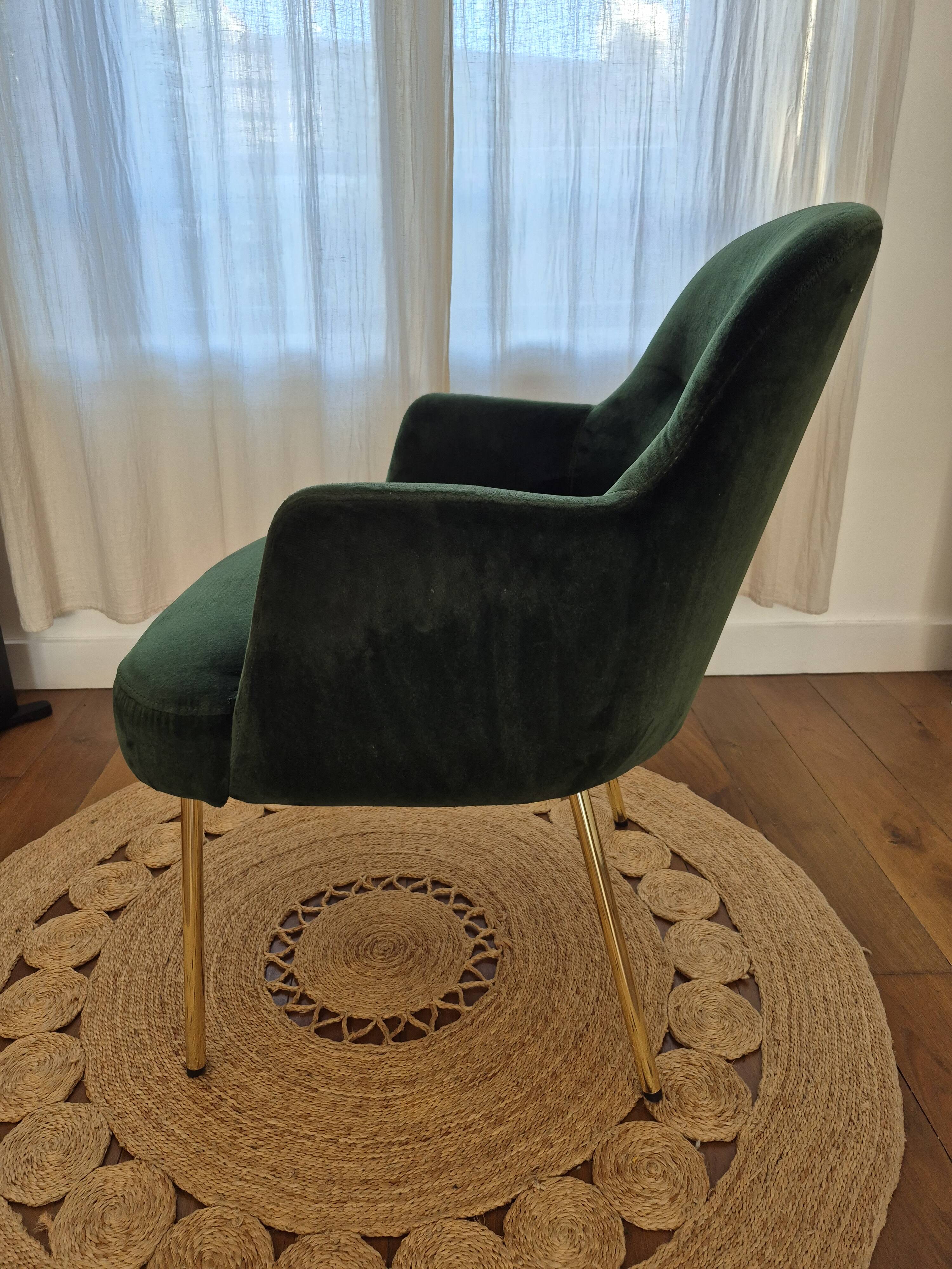 Fauteuil design italien torre 1961 – modèle da vinci 02 – velours vert