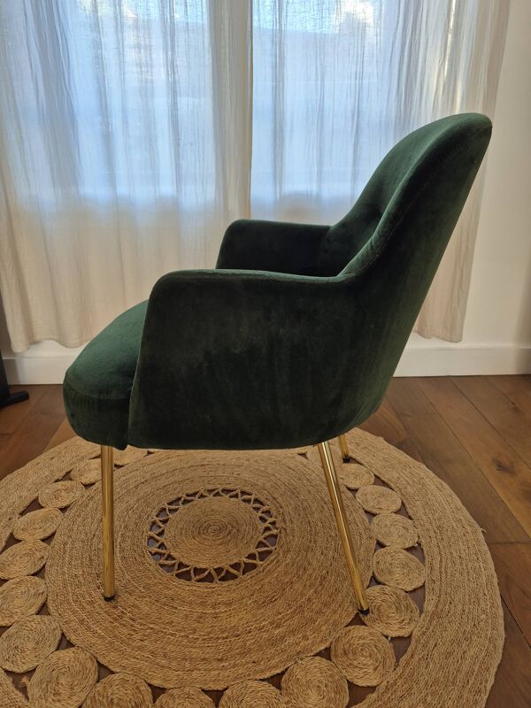 Fauteuil design italien torre 1961 – modèle da vinci 02 – velours vert