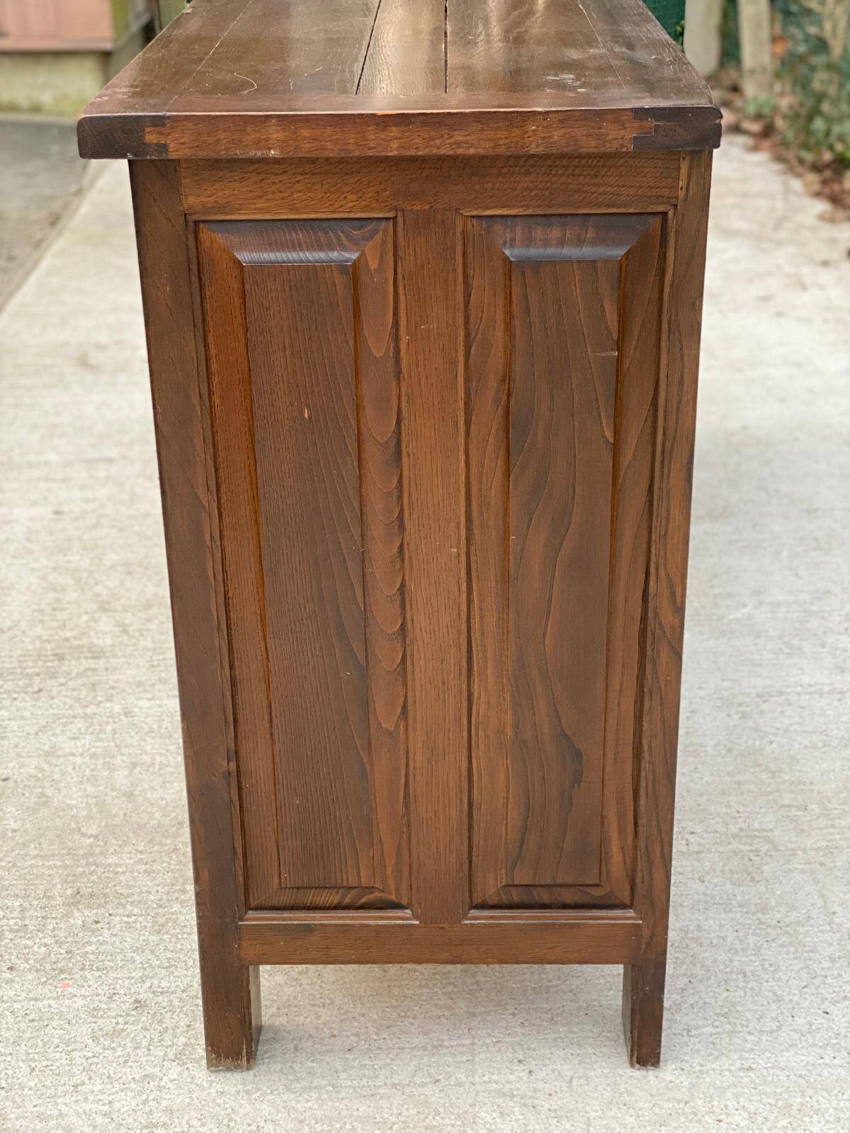 Art Deco sideboard in solid dark oak satin wood with 3 doors