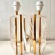 Pair of Lucite and gilded table lamps, Italy 1970.