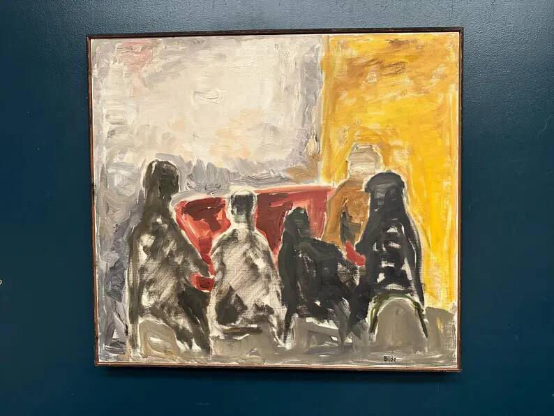 Original Danish Oil on Canvas“Figurative Composition” by Max Bilde