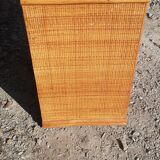 Chest of drawers 4 drawers in wood and wicker 70s vintage