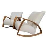 Pair of large rocking chairs reupholstered in White Boucle